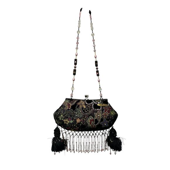Vintage Mary Frances Sequin Rhinestone Embellished Beaded Fringe Evening Bag - Picture 8 of 8